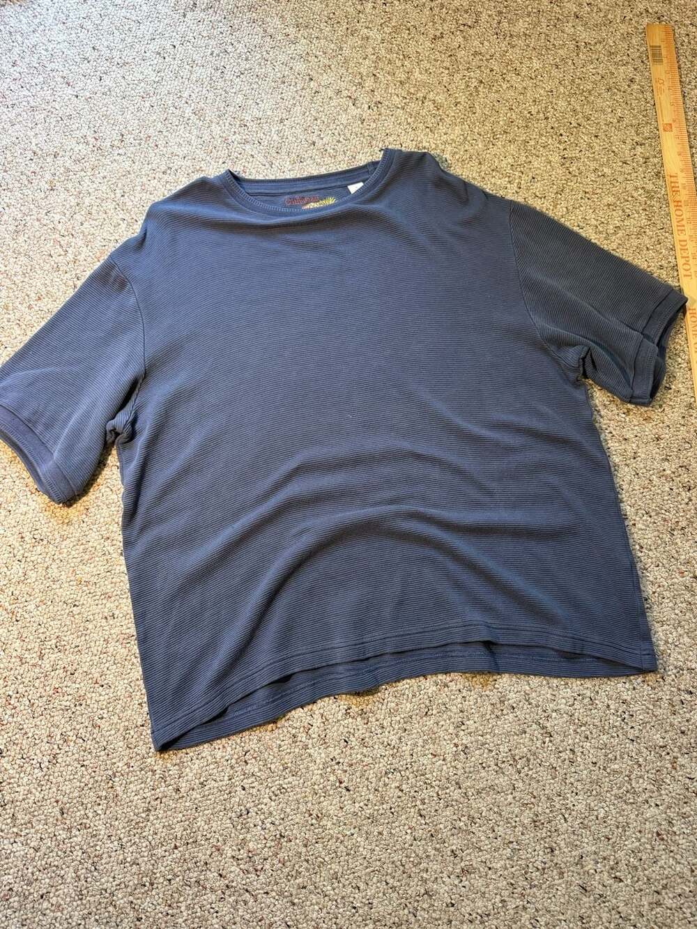 Caribbean Silk Cotton Blend Ribbed Short Sleeve T-Shirt Size L